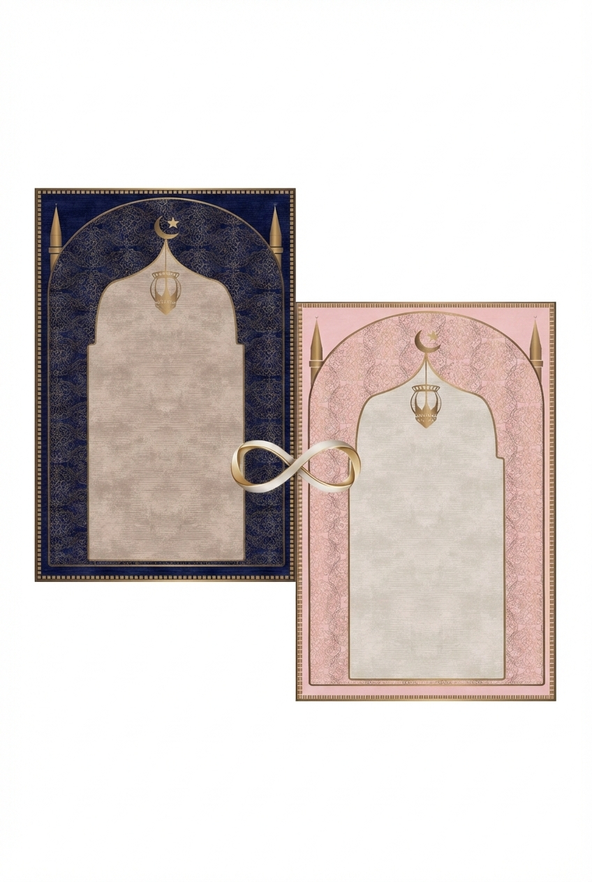 Sonsuzluk Desenli Çift Seccade – Evli Çiftler & Sevgililer İçin Dijital Baskı Özel Set